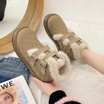 Iarna Ține Cald de Înaltă Top Adidasi pentru Femei de Moda Noua, Plus de Catifea Platforma Pantofi de Bumbac pentru Femei Casual în aer liber Cizme de Zăpadă - Imagine 2  