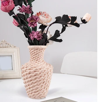 Imitație Ratan Tabel Vaza De Flori Aranjament Recipient Living Plastic Vaze Pentru Decor Acasă Ornamente - Imagine 2  