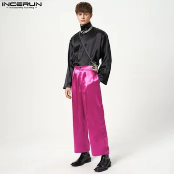 INCERUN 2023 Stil American New Barbati Casual Petrecere Fierbinte de Vânzare de Culoare Solidă Pantaloni de Moda de Bine Montarea Talie Mare Pantalons S-5XL - Imagine 2  