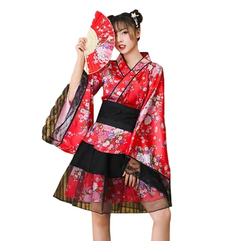 Japoneze Kimono Tradițional Rochie De Cires Floare De Imprimare Pijama Geisha Kimono Dress Cosplay Costum Halat De Baie Costum De Performanță - Imagine 1  