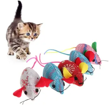 Joc 4 Buc Animale De Companie Amuzant De Crăciun Soareci Catnip Mouse-Ul Jucărie Pisica Teaser - Imagine 1  