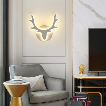 LED lampă de perete lumina de interior cap de cerb lampă de perete simplu artist acasă decor living modern, hol lampă de noptieră - Imagine 2  