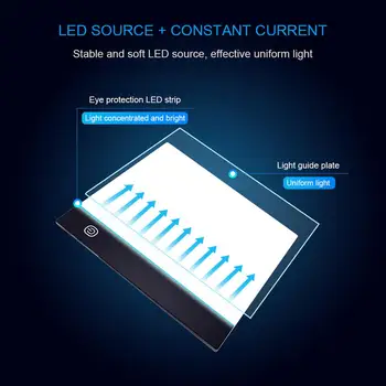 LED Placa de Desen Ușor A5 Copie Bord Portabil Crea Picturi Mare A5 Contur LED Bord Copie Estompat Lumina Pad - Imagine 2  