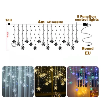 LED-uri de Crăciun Fulg de nea Cortina Șir Lumina De Trei Culori Partid European Home Decor de Crăciun Cadou de Crăciun Navidad 2023 - Imagine 2  
