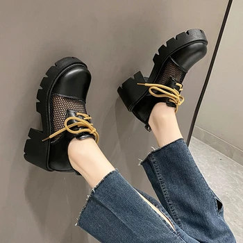 Lolita Pantofi Fată Japoneză Platforma Tocuri Negru, De Mare De Moda Rotund Toe Mary Jane Pentru Femei Brevet Faux Din Piele Student Cosplay Pantofi - Imagine 2  