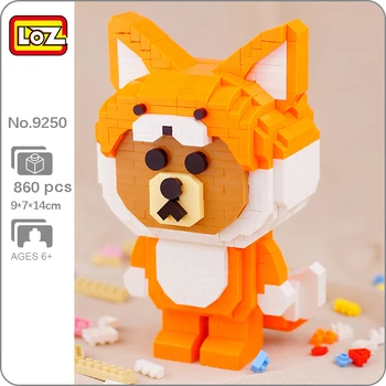 LOZ 9250 Lumea Animală Fox Cosplay Îmbrăcăminte purta Papusa animale de Companie Model DIY Mini Diamond Blocuri Caramizi de constructie de Jucarie pentru Copii fără Cutie - Imagine 1  