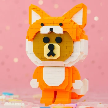 LOZ 9250 Lumea Animală Fox Cosplay Îmbrăcăminte purta Papusa animale de Companie Model DIY Mini Diamond Blocuri Caramizi de constructie de Jucarie pentru Copii fără Cutie - Imagine 2  