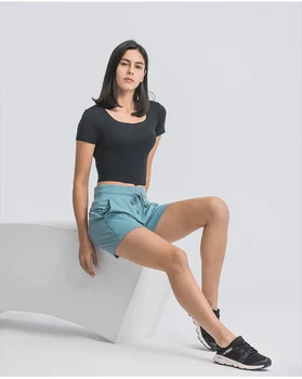 Lulu Brand Alternative Potrivire Strâns Maneca Scurta Tricou Din Spate Suport Vestă De Vânătoare Sport Sutien Yoga Tricou Running T Shirt - Imagine 1  