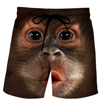 Maimuță amuzant 3D Graphic Print Animal Plaja pantaloni Scurți Pentru Bărbați de Cauzalitate Bord pantaloni Scurți de Sport Sală de sport slip de baie costume de Baie Cool pantaloni Scurți Pantaloni - Imagine 1  