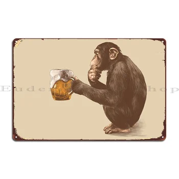 Maimuță Bea Bere Placa De Metal Poster Garaj Perete De Peșteră Placa De Perete Decor Proiectarea Tin Semn Poster - Imagine 1  
