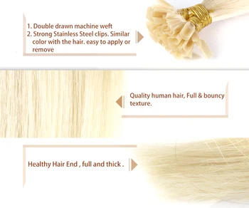 Masina de Facut Unghii U Sfat Extensii de Păr Uman Direct 100% Natural Remy Umane Fuziune de Păr 0,8 g/buc Muti-Color Păr Keratina - Imagine 2  