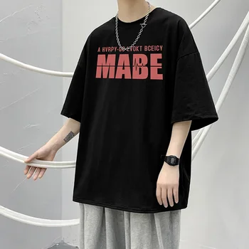 Mens Bumbac Tricou Vara Scrisoare de Imprimare Bărbați Supradimensionate T-Shirt Casual Alb Tricou de Moda 5XL Nou de Îmbrăcăminte pentru Bărbați - Imagine 1  