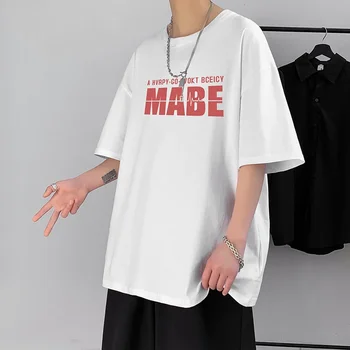 Mens Bumbac Tricou Vara Scrisoare de Imprimare Bărbați Supradimensionate T-Shirt Casual Alb Tricou de Moda 5XL Nou de Îmbrăcăminte pentru Bărbați - Imagine 2  