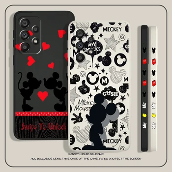 Mickey Minnie Iubesc Lichid Stânga Coarda Caz de Telefon Pentru Samsung A73 A72 A71 A52 A53 A54 A51 A42 A34 A32 A14 A13 A12 A23 5G Acoperi Capa - Imagine 1  