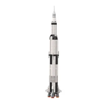 Micro Saturn V Rachetă Spațială 1:220 Scară 555 Piese Jucării Set MOC Construi - Imagine 1  