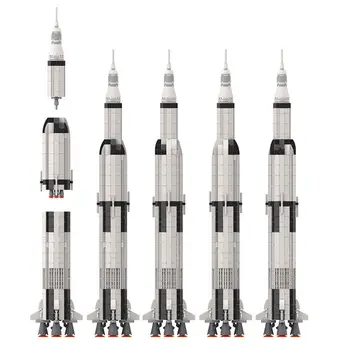 Micro Saturn V Rachetă Spațială 1:220 Scară 555 Piese Jucării Set MOC Construi - Imagine 2  