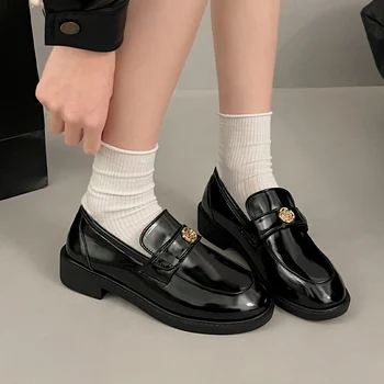 Mijlocul Tocuri Mocasini Femei De Primăvară De Lux Indesata Pantofi 2024 Noua Moda Retro Uniformă Pantofi De Flori Rochie De Mică Adâncime Pompe Zapatos Mujer - Imagine 2  