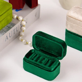 Mini Bijuterii Organizator De Călătorie Portabil Catifea Ring Pendant Brățară Caseta De Bijuterii Vintage Sac De Depozitare - Imagine 2  
