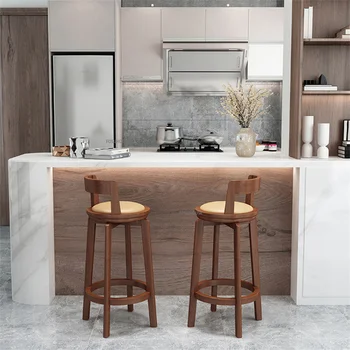 Minimalist De Mare Scaun Bar Din Lemn Pivotante Bucătărie Lounge Bar Hocker Nordic Home Designer Taburete Alto Obiecte De Uz Casnic - Imagine 2  
