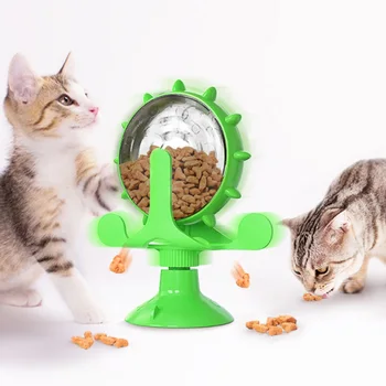 Moara Pisica Jucării placă Turnantă Scurgeri de Mâncare de Jucărie Exercițiu IQ Cat Alimentator Interactiv de Formare Ball Rotativ Volan de Jucarie pentru Caini si Pisici - Imagine 2  