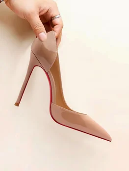 moda laterale deschise rosu de jos în tocuri inalte femei 12cm unic de pantofi primavara-vara pompe de zi cu zi rochie de petrecere - Imagine 1  