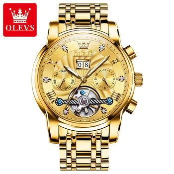 Moda Olevs Brand De Top Tourbillon Bărbați Ceasuri De Lux Automat Mechanical Ceas De Afaceri Ceas De Aur Reloj Mecanico Hombres 9910 - Imagine 1  