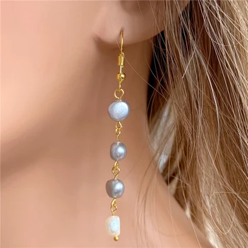 Moda Stil Baroc Perle Picătură Cercei Eardrops Gri Natural Pearl Cercei Bijuterii Pentru Femeile Rochii De Mireasa Felmale Danglars Cadou - Imagine 1  