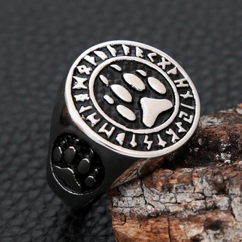 Moda Vintage Viking Gheara De Urs Inel Nordic Din Oțel Inoxidabil Biker Ring Pentru Bărbați Și Femei Rune Amuleta Bijuterii Cadou En-Gros - Imagine 1  