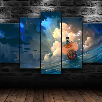 Nava Unul De Desene Animate Anime, Artă 5 Pannel Canvas Wall Art Print Acasă Imagini Picturi Poster Nu Încadrată Decor Camera 5 Bucati - Imagine 2  