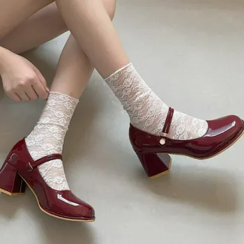Noi Francez Elegant, Pantofi Cu Toc Inalt Lady Culoare Pură Stil Coreean Sandale Design Chic De Vară Casual Non Alunecare Sandale - Imagine 1  