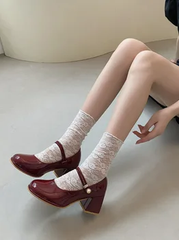 Noi Francez Elegant, Pantofi Cu Toc Inalt Lady Culoare Pură Stil Coreean Sandale Design Chic De Vară Casual Non Alunecare Sandale - Imagine 2  