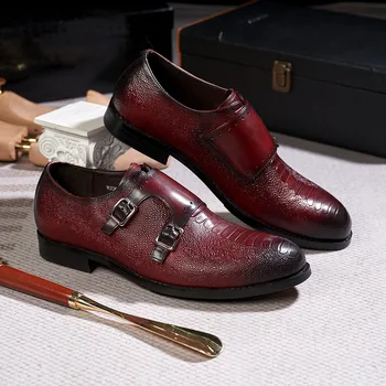 Noi zapato formale para hombres scarpe eleganti uomo rochie pantofi barbati călugăr curea pantofi pentru bărbați - Imagine 1  