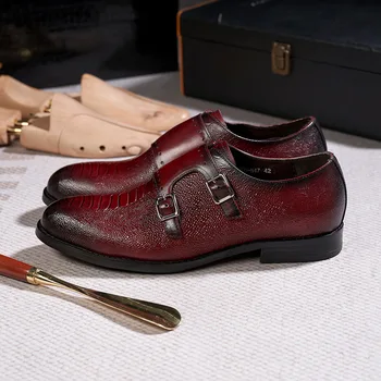 Noi zapato formale para hombres scarpe eleganti uomo rochie pantofi barbati călugăr curea pantofi pentru bărbați - Imagine 2  