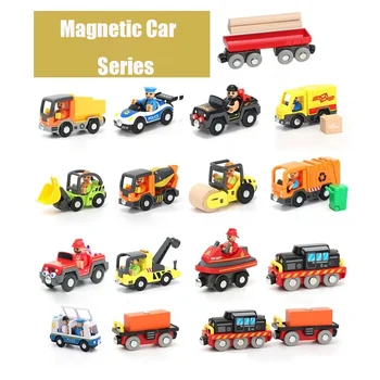 NOUL Camion de Foc Tren Magnetic Mașină de Ambulanță, Poliție, Pompieri Camioane Auto Compatibil Lemn Urmări Piesa de Jucarii Educative pentru Copii Cadouri - Imagine 1  