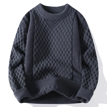 Oamenii de Iarnă Casual se Potrivesc Regulat Crewneck Pulovere Harajuku Pulovere Barbati Tricotate Pulover pentru Bărbați Brand de Moda de Îmbrăcăminte 4XL-M - Imagine 1  