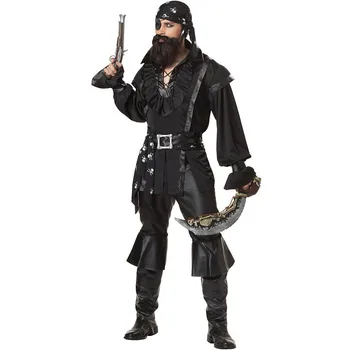 Oamenii Medoeval Gotic Pirat Costume pentru Adulti Halloween, Carnaval de sex Masculin Pirates Captain Cosplay Haine Set - Imagine 1  
