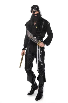 Oamenii Medoeval Gotic Pirat Costume pentru Adulti Halloween, Carnaval de sex Masculin Pirates Captain Cosplay Haine Set - Imagine 2  