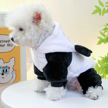 Panda desene animate Câine de Companie Haine Kawaii Salopete pentru Câini, Îmbrăcăminte de Modă Mici Drăguț Despicare Toamnă Iarnă Fată Băiat Produse pentru animale de Companie - Imagine 2  