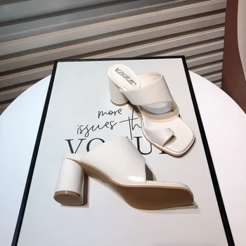 Pantofi de sex feminin 2023 Înaltă Calitate de Moda pentru Femei Papuci Casual de Vara Deschide Degete Papuci pentru Femei Square Toe Pantofi Doamnelor - Imagine 2  