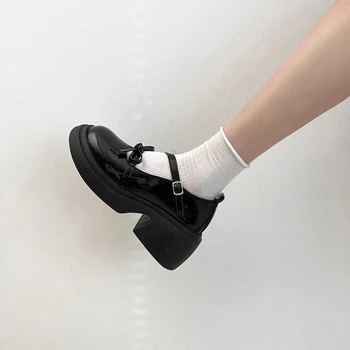 Pantofi pentru femei 2023 Nou Mary Janes Femei pe Tocuri Înalte, Rochie Nouă Pompe Papion Femei Catarama Curelei Rotund Toe Pantofi cu Toc pentru Femei - Imagine 2  