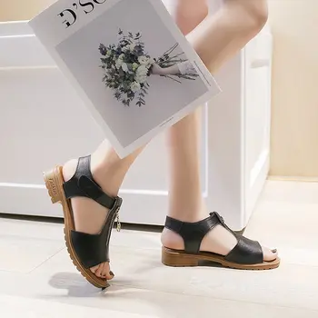 Pantofi pentru Femei 2024 Moda Lanț pentru Femei Sandale Noi Peep Toe Birou și Cariera de Vânzare Fierbinte Catarama Curea Sandale Plate Zapatos - Imagine 2  