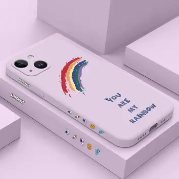Pastel Rainbow Silicon Telefon Caz Pentru iPhone 14 13 12 11 Plus Pro Max Mini X XR XS 8 7 6 6S Plus - Imagine 2  