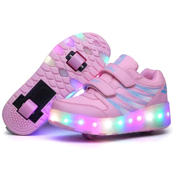 Patine Cu Rotile 2 Roti Pantofi Stralucitoare Led-Uri Aprinse Copii Băieți Fete Copii 2023 Moda Luminos Sport Cizme Adidasi Casual - Imagine 1  