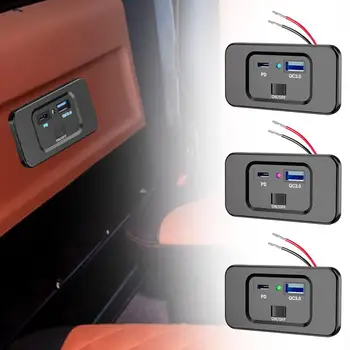 PD Tip C Dual Porturi USB Rapid Incarcator 12-24V QC3.0 PD3.0 Cu Comutator de Încărcare Rapidă USB Power Panel Pentru Motociclete Camioane Auto cu ATV-ul - Imagine 1  