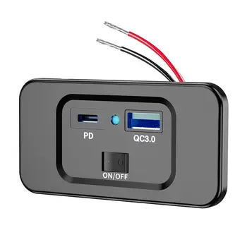PD Tip C Dual Porturi USB Rapid Incarcator 12-24V QC3.0 PD3.0 Cu Comutator de Încărcare Rapidă USB Power Panel Pentru Motociclete Camioane Auto cu ATV-ul - Imagine 2  