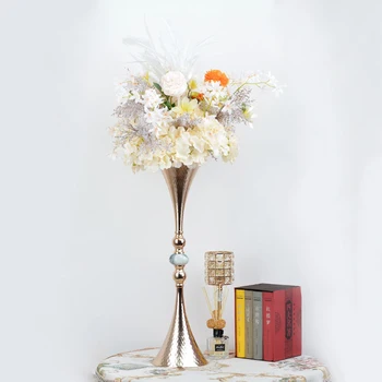 PEANDIM Vas din Aur de Trompeta Forma Ceramica de Masă de Nuntă Centerpieces Eveniment Rutier Duce Delicate Vaze de Flori Pentru Decor Acasă 10BUC - Imagine 1  