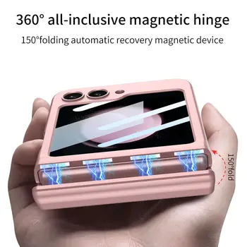 Pentru Samsung Galaxy Z Flip 5 All-inclusive Magnetic Balama Caz Ultra-subțire de Coajă și de Membrană Integrat Anti-drop Capacul Telefonului - Imagine 2  