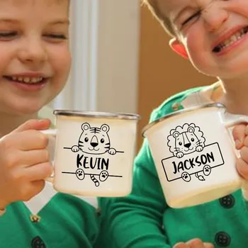 Personalizate Cana pentru Copii Suc de Lapte Personalizate de Animale cu Nume de Cesti pentru Copii Ocupe Cani de Ziua Favoruri de Partid pentru Copii Cadouri - Imagine 1  