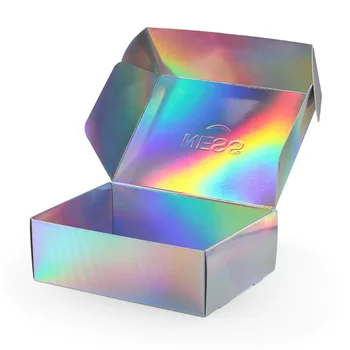 Personalizate productLuxury holografic carton ondulat cosmetice mailer cutie pot fi imprimate cu orice logo-ul de culoare pentru păr ambalare - Imagine 1  