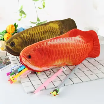 Pește 3D Forma Creion Sac de Școală de Băieți și Fete de Papetărie Capacitate Mare de Pluș cu Fermoar Pen Caz în aer liber Portabil Monede Husă de Depozitare - Imagine 2  